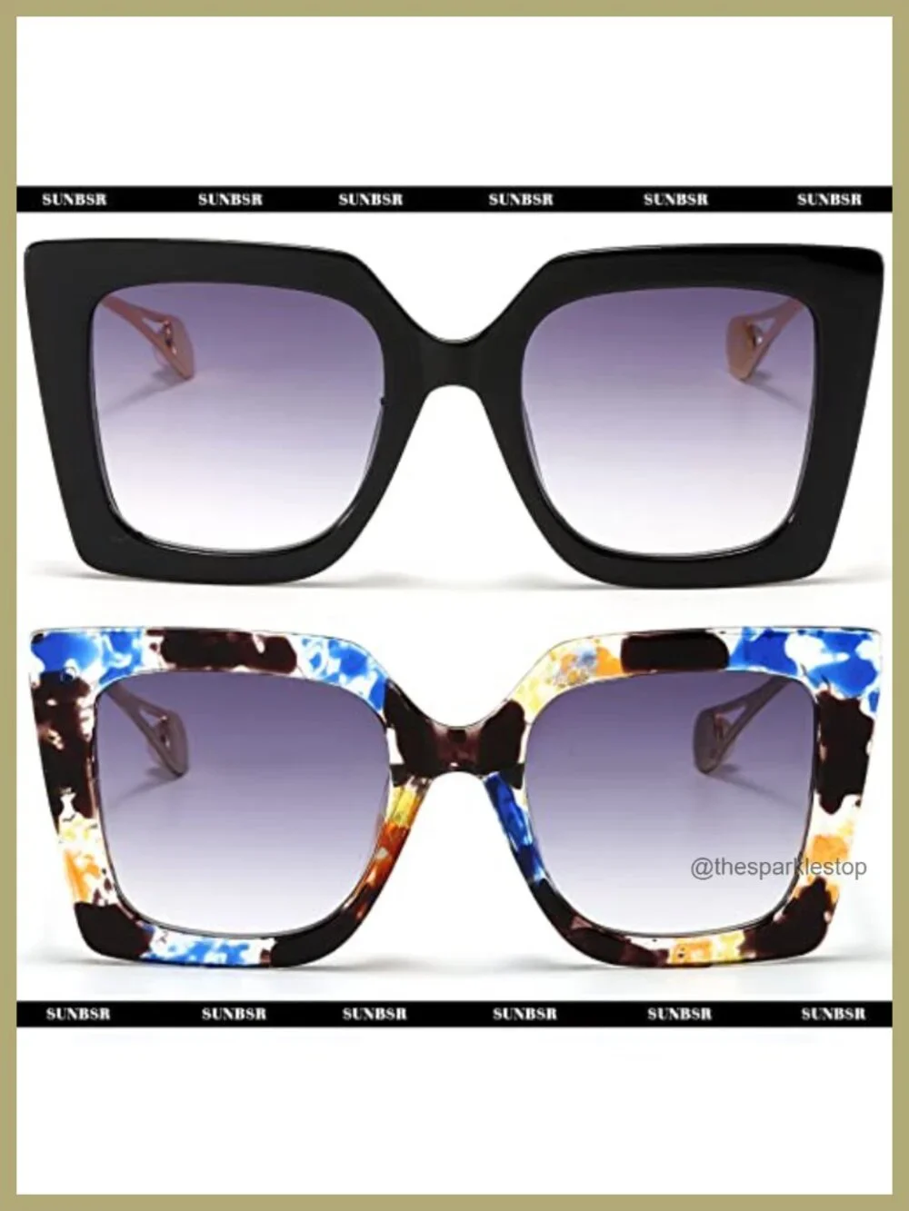 Oversized Square Cat Eye Sunglasses for Women UV400 Protection with Metal